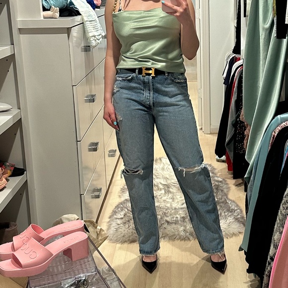 Alice + Olivia Cowl Neck Tank with Chains in Seafoam - Picture 9 of 11